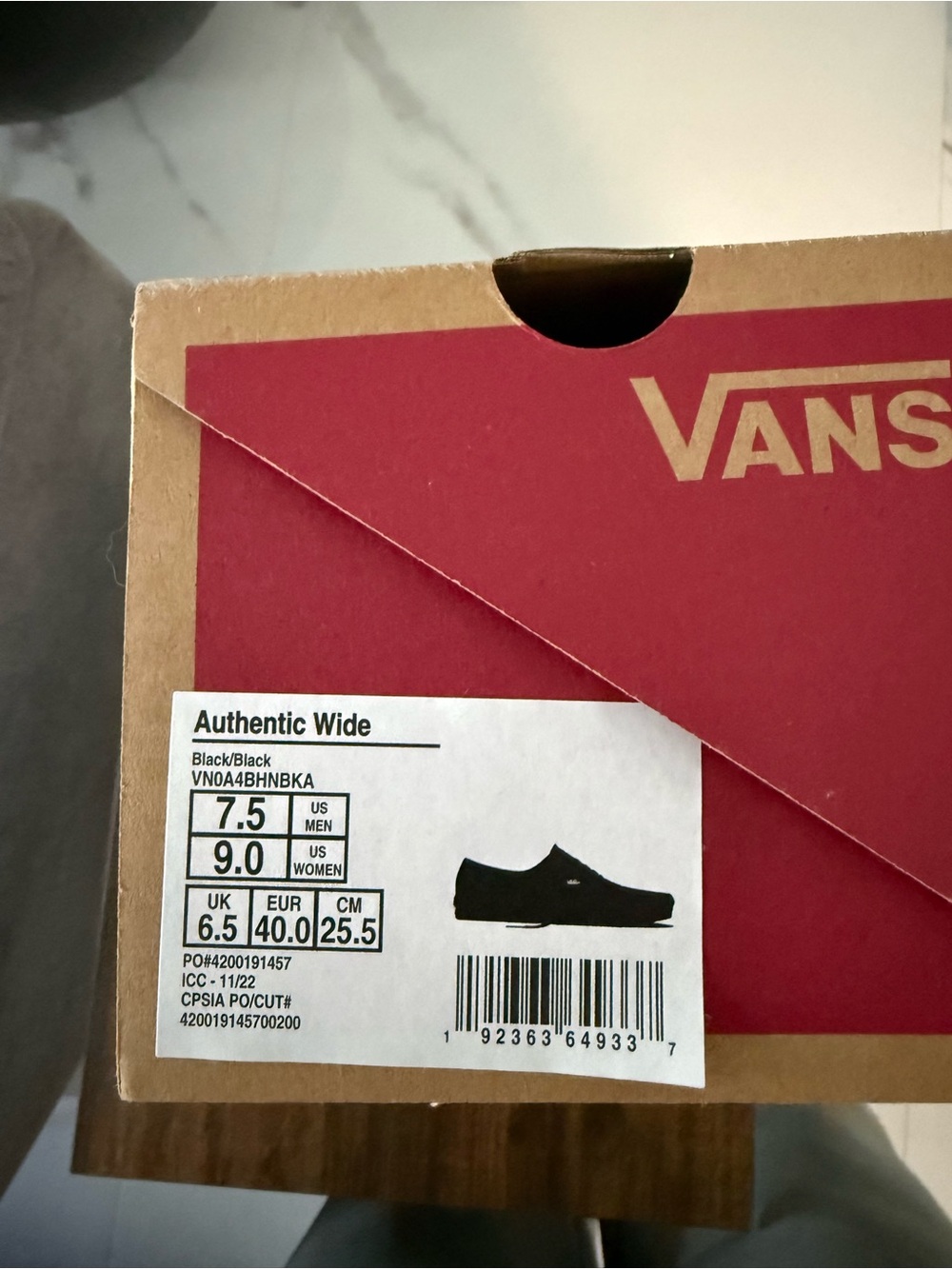 Vans Authentic Wide Black Canvas Men’s Sneakers